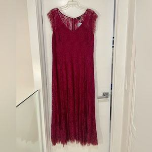 Burgundy long Lace Dress Plus Size